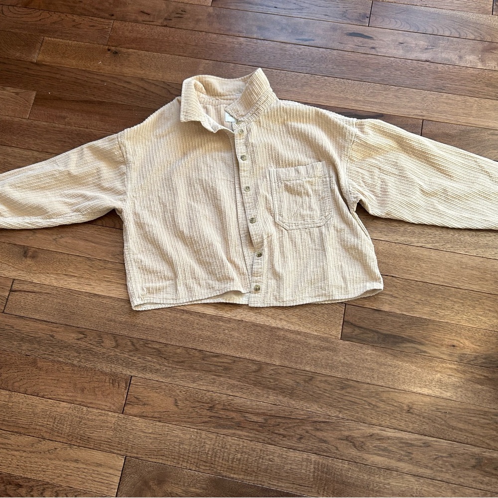 American Eagle Outfitters Tan Corduroy Boxy Shacket